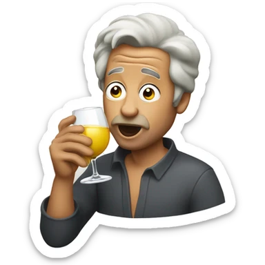  Crazy Man drinking wine eating egg roll sticker