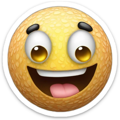 3d sphere with a cartoon wandering skin texture with big playful eyes sticker