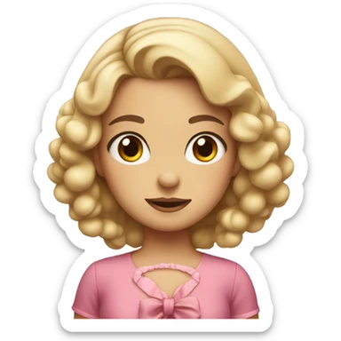 Cartoon girl in dress with bow in her hair sticker