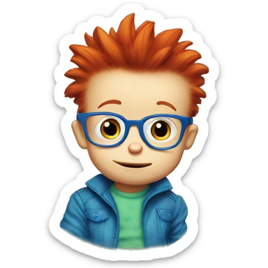 rugrats spike Redhead baby with blue glasses sticker
