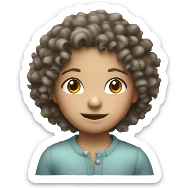 curly haired little girl, white and skinny. sticker