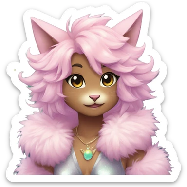 Anthro Cute Fluffy Gorgeous Magical Petite Shiny Colorful Pastel Glitter Sparkle Anime Chibi Fantasy-Animal-Fakémon-Pokémon-Hybrid Fur Sona Aesthetic Trending Style Full Body sticker