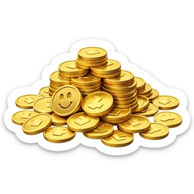 small pile of gold coins, 3D emoji style, shiny gold, no symbols, no text,  sticker