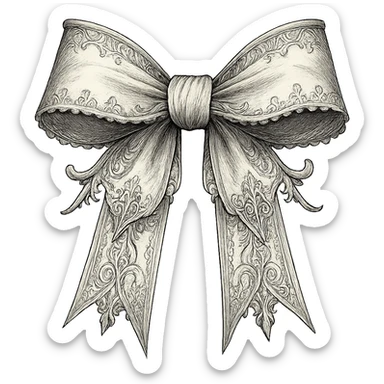 white gothic bow, highly detailed, elegant, no background, transparent background sticker