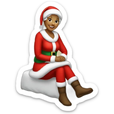 mrs santa claus sitting on bed sticker