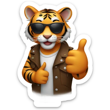Tiger with sunglasses thumbs up sticker
