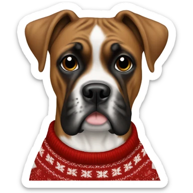 boxer dog wearing christmas sweater sticker