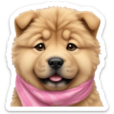Chow chow puppy with pink scarf sticker