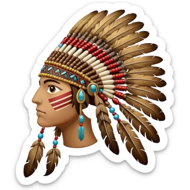native war bonnet with no face, the feathers must be brownish but the fabric can be colorful sticker