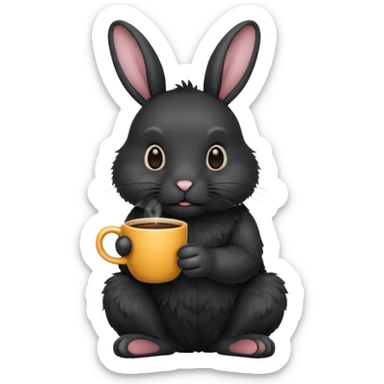 black rabbit with coffee sticker
