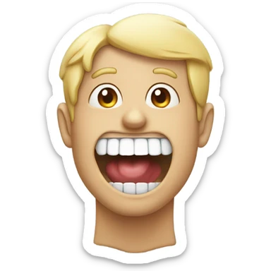 a guy with a 1 tooth in the middle and his gums are in the middle of his mouth sticker