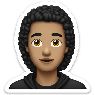 Human with black hair, wearing a black vans sweater sticker