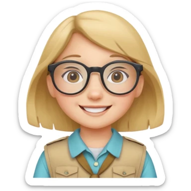 scout girl little with glassess sticker