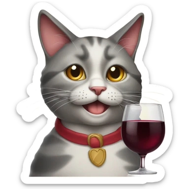 smug looking cat drinking a glass of wine sticker