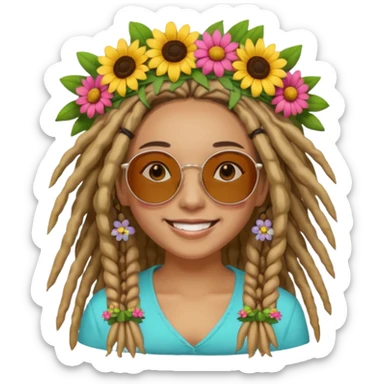 Woman with dreadlocks, round sunglasses, and flower crown.


























 sticker