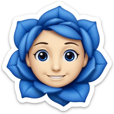 blue rose with eyes and smile sticker