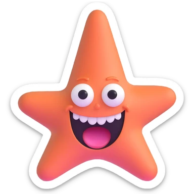 Patrick Star face from SpongeBob, wide eyes, big smile sticker