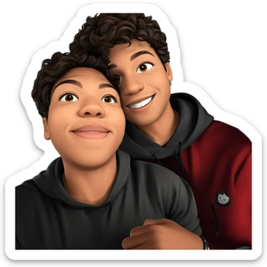 boys sharing a joyful moment sticker