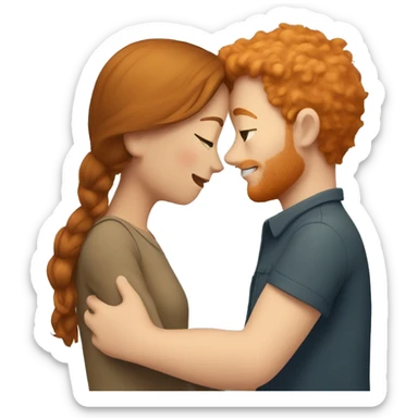 Short light brown haired girl hugging tall ginger boy sticker