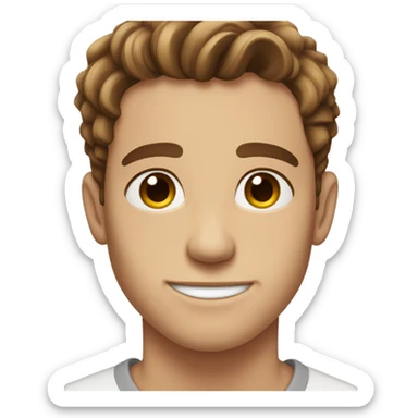 guy with freckles, flowy middle part brown eyes brown hair and a jawline 16 years old sticker