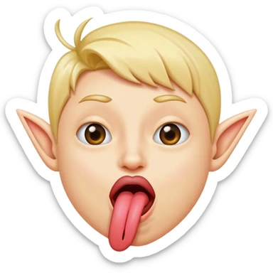 Person sticking out a silly pointed tongue sticker