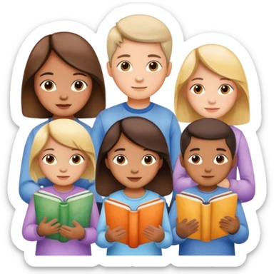 watercolor books and children  sticker