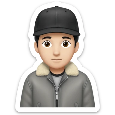 Cappellino New Era New York nero e persona con giubbotto di pecora grigio sticker