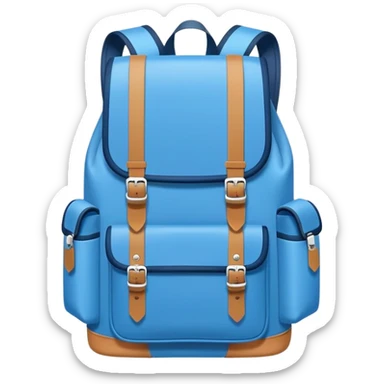 A flat-style illustration of a simple school backpack with front pockets and shoulder straps, symbolizing K–12 education. Clean, modern, cartoon-style, white background, iOS emoji aesthetic. sticker