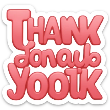 the words "thank you" in coral pink sticker