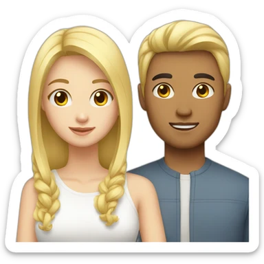 Blonde girl and asian man sticker