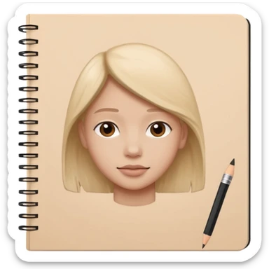 portre skecth on sketch book, with pencil sticker