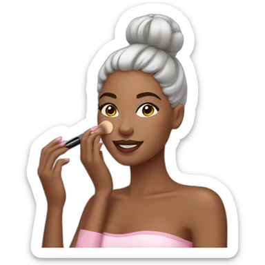 a woman taking care of her beauty with cosmetics sticker