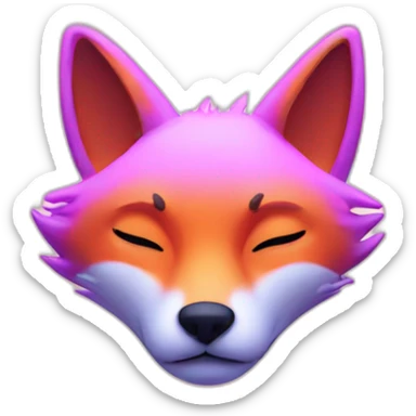 neon fox closed eyes sticker