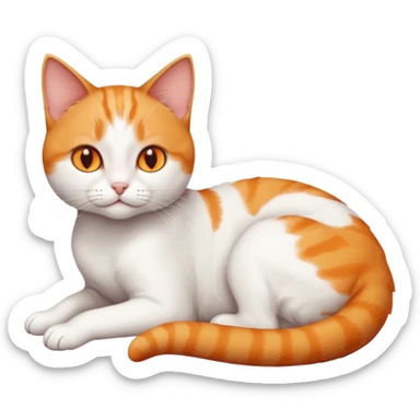 full body tiny short hair ginger and white cat with orange eyes lying down sticker