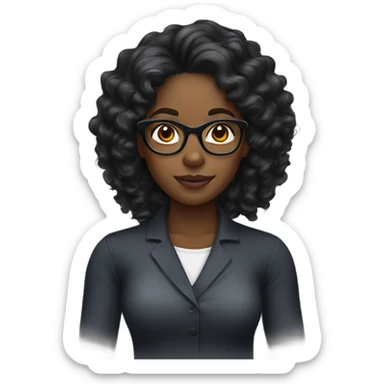 black girl with long deep wave hair and glasses  sticker