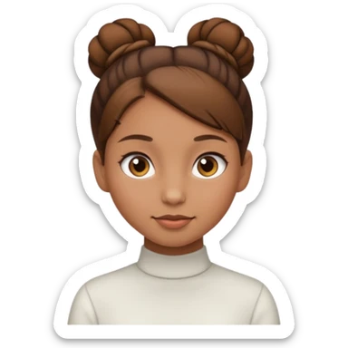 Girl with light brow skin and brown hair in bun sticker