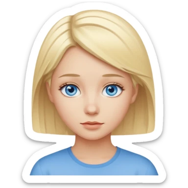 A girl with blue eyes and blond short hair and white skin  sticker