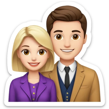 smiling couple with stylish outfits sticker
