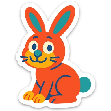 cartoon style rabbit, bright colors sticker
