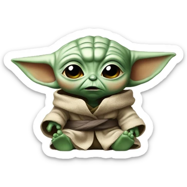 Baby Yoda in a terrible anger cries sticker