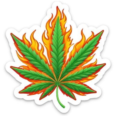 Cannabis leaf with rotation design on out with flame sticker