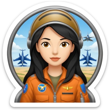 Femme cheveux long noir travaille dans le domaine de l'aéronautique sticker