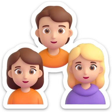 a boy looking at a girl, 3d emoji style sticker