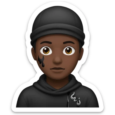 A pitch black head covered in black smoke  sticker