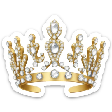 royal dainty jeweled british diamond gold tiara no background sticker