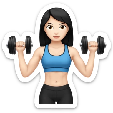 mujer de pelo negro con mancuernas sticker
