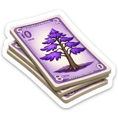 purple bank notes with darker purple pine logo on it sticker