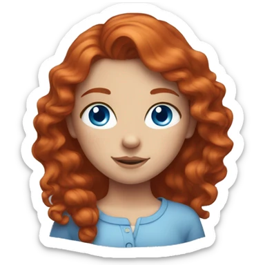 Red head girl with blue eyes and freckles sticker