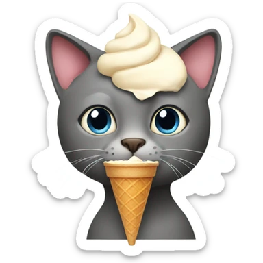 cat with ice cream sticker
