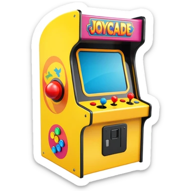 A colorful classic arcade cabinet with joystick and buttons sticker